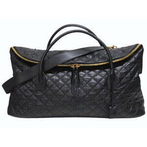 SAINT LAURENT YSL logo giant travel bag quilted black leather
